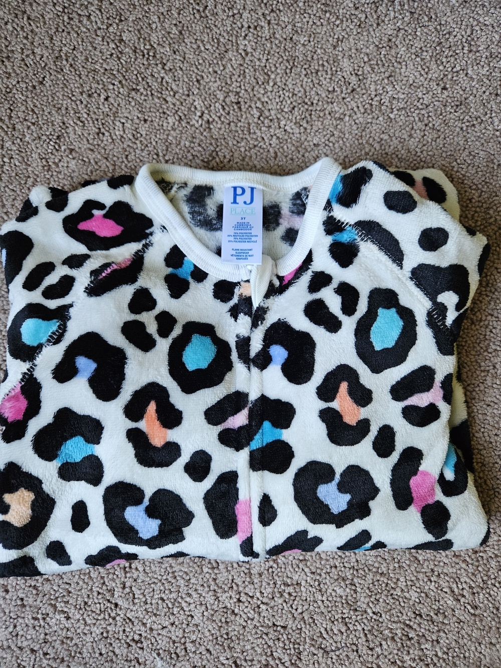 Toddler Girl's 3T Leopard Print Footed Pajamas (NWOT)